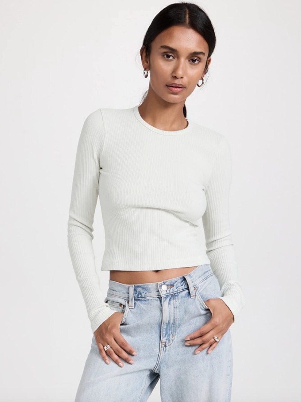 Agolde Alma Shrunken Crew Neck Rib Tee